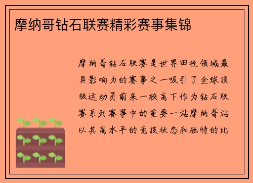 摩纳哥钻石联赛精彩赛事集锦